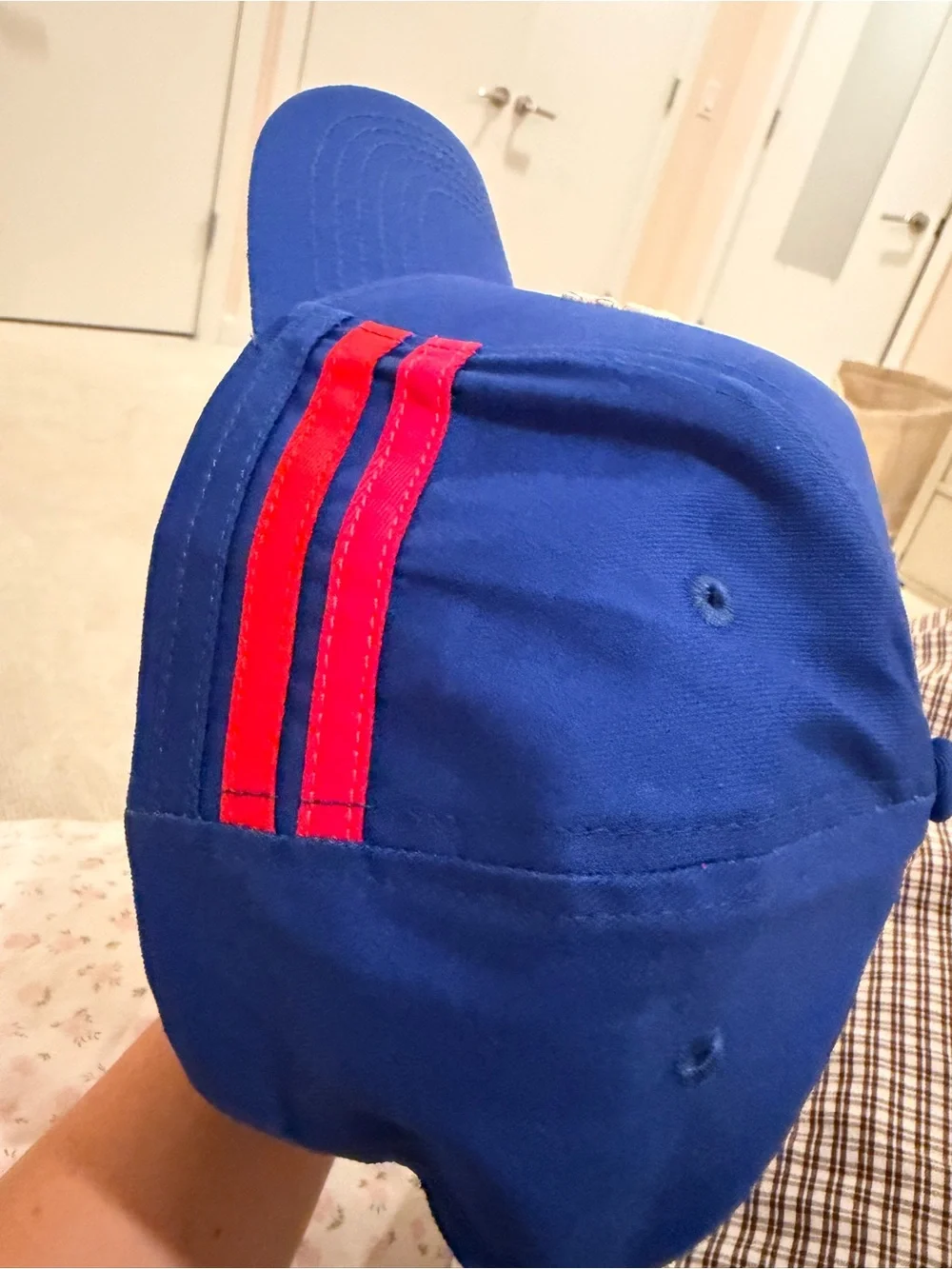 Anthropologie Peak Happy Ski Aspen Blue Cap with Red Accents